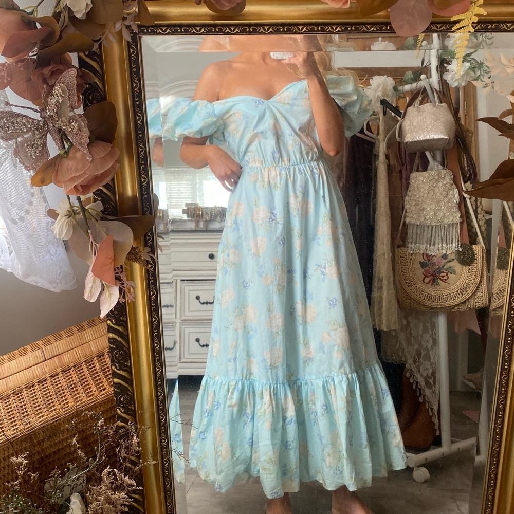 LoveShackFancy x Target Blue Floral Puff Sleeve Dress